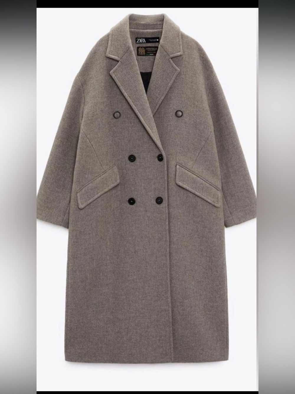 Zara Women's Double-Breasted Wool-Blend Coat - Taupe